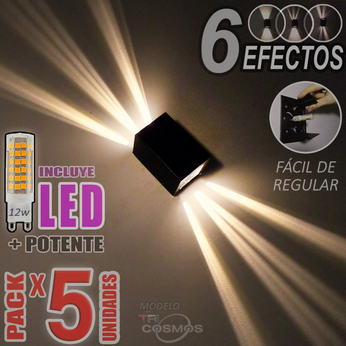 Aplique Exterior Jardin Efecto Laser Rayos X Led 12w Pack X5