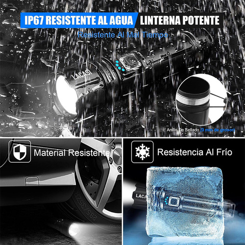 Js Lanterna Tática Led Recarregável De 200000lm, Potente,