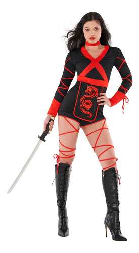 Morph - Disfraz De Ninja Rojo Mujer - Disfraz De Ninja Mujer