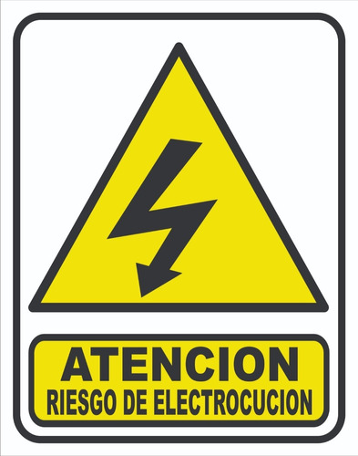 Cartel Atención Riesgo Electrocución 22x28 Alto Impacto