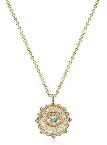 Collar - Gold Dainty Evil Eye Necklace For Women 18k Gold Pl