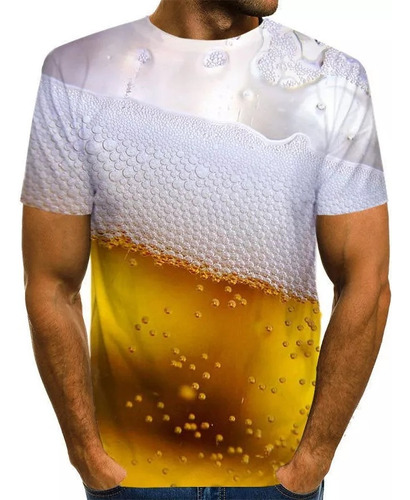 Camiseta Impressa Em 3d Com Cerveja Borbulhante Exclusiva Pe