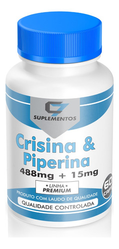 Crisina E Piperina 485mg + 15mg Ganho De Massa 60 Cápsulas