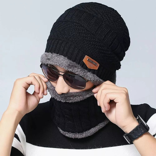 Set Calentador Gorro Mas Bufanda De Cuello Invierno Unisex