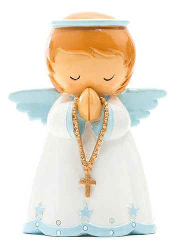 Figura Religiosa Mi Ángel Guardian Niño Color Azul