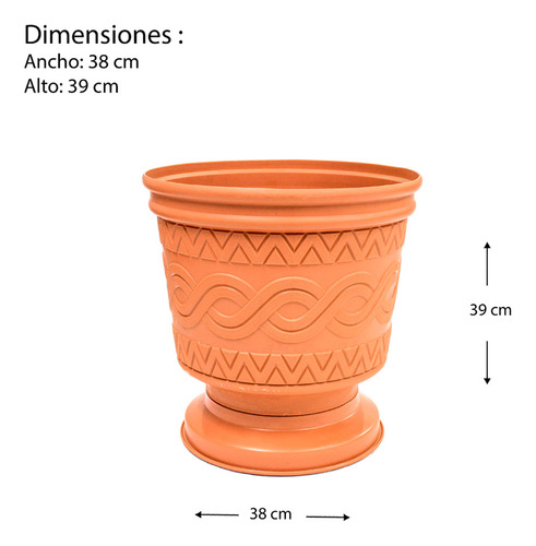 6 Macetas Plásticas Azteca 115c Diámetro De 38cm