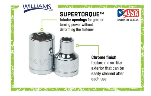 Enchufe Poco Profundo Williams Bm-622 3/8 Drive, 6 Puntos, 2