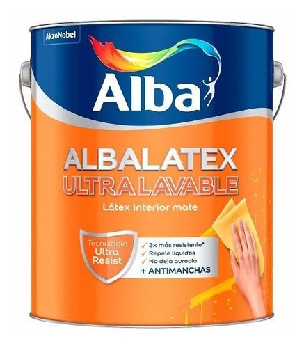 Pintura Latex Interior Albalatex Ultralavable Blanco Mate  X 1 Lt - Kromacolor