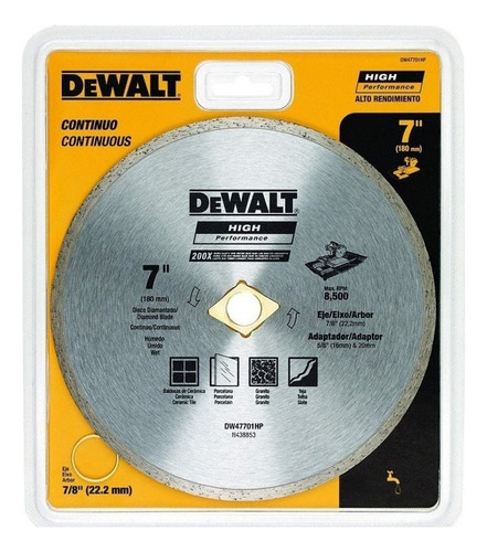 Disco Diamantado Continuo 7 Hp Dw47701hp Dewalt