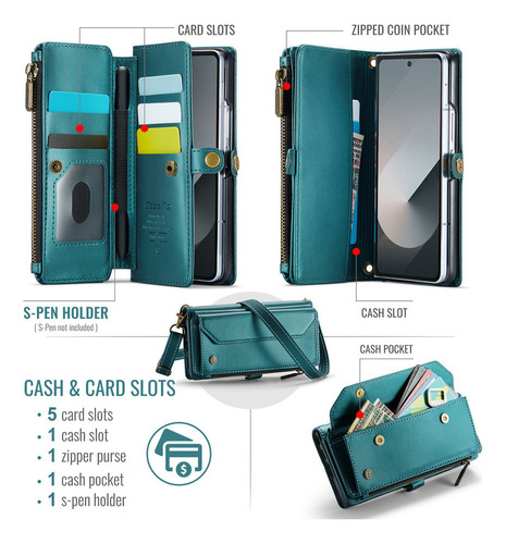 Funda De Cartera Con Cremallera For Samsung Zfold 6/5/4/3