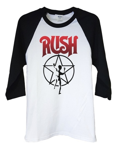 Polera Raglan 3/4 Rush Starman Stencil Y Lo Rock Abominatron