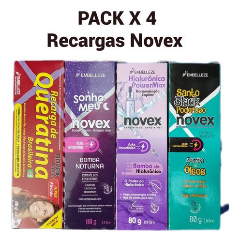 Pack X4 Recarga Novex Queratina