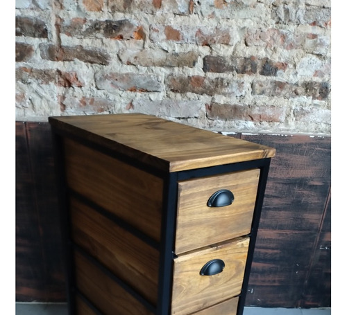 Imagen 3 de 4 de Cajonera Industrial Escritorio Pc Movil Hierro 30x55x78cm
