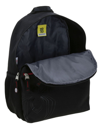 Mochila Grande Chenson Juvenil 1818 Miles Morales Sut Negro Diseño De La Tela Liso