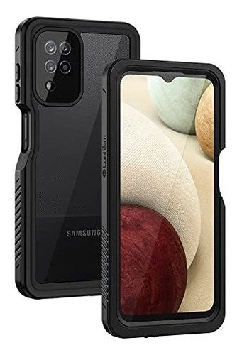 Funda Para Samsung Galaxy A12 Impermeable Y Comoda Negro Liso