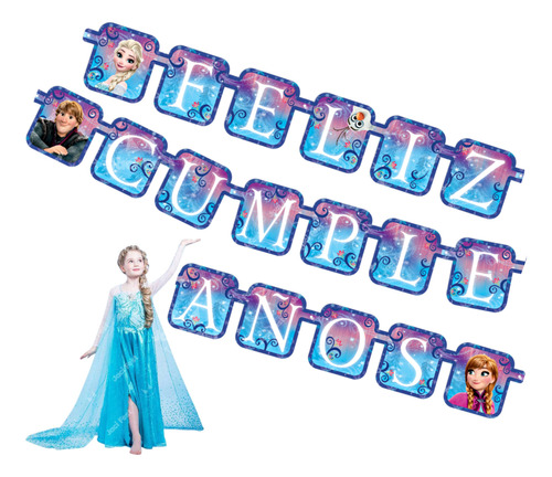 Letrero Feliz Cumpleaños Frozen Artículo Fiesta - Pky0m01 