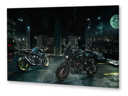 Cuadro 60x90cm Moto En Estacionamiento Exhibicion Noche