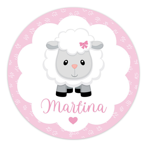 Banner Circular Ovejita Bebe Rosa Nena, 1 Mt, Texto Editable