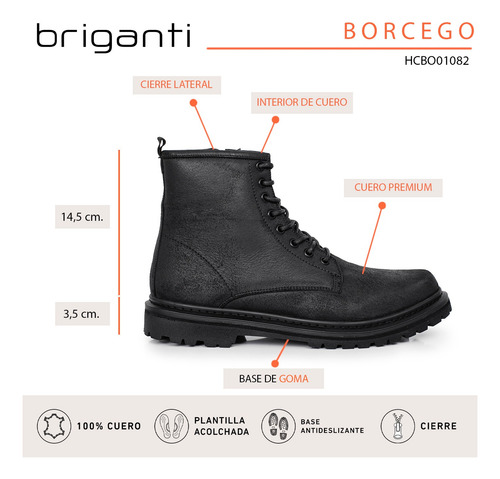 Borcego Cuero Hombre Botineta Lisa Clasica Bota Briganti