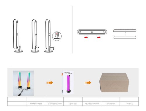 Luz Ambiental Led Barras De Luz Multimodo Rgb Para Juegos De Luz Ambiental Led Barras De Luz Multimodo Rgb Para Juegos De