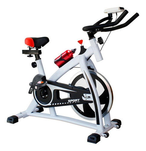 Bicicleta estática Crowd Fitness SPINJFT03 para spinning color blanco y negro