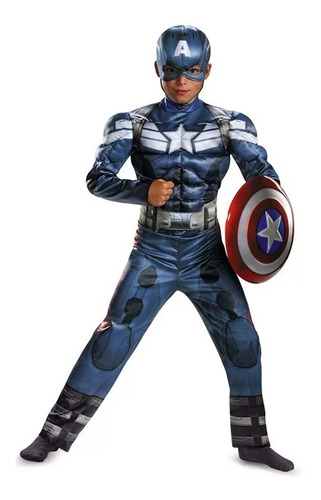 Imagen 1 de 6 de Disfraz Capitán América Mascara Avengers Super Héroes Niño