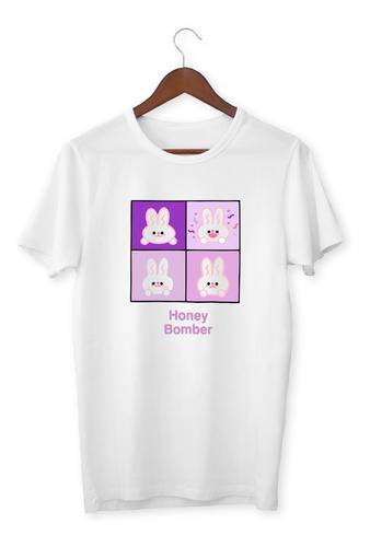 Remera De Algodón Blanca Para Niños - Conejos - Honey Bomber