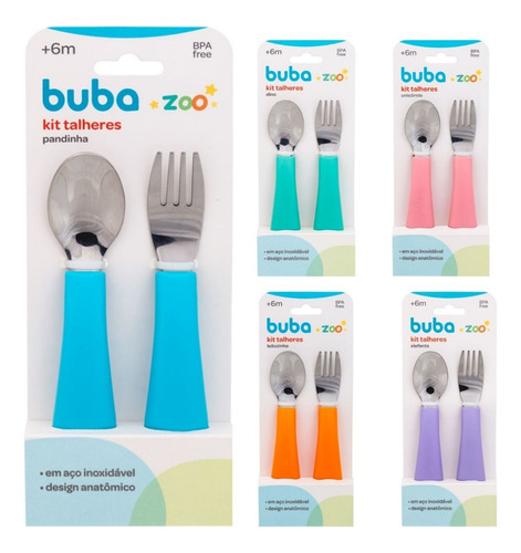 Kit Talheres Infantil Garfo E Colher Bubazoo - Buba