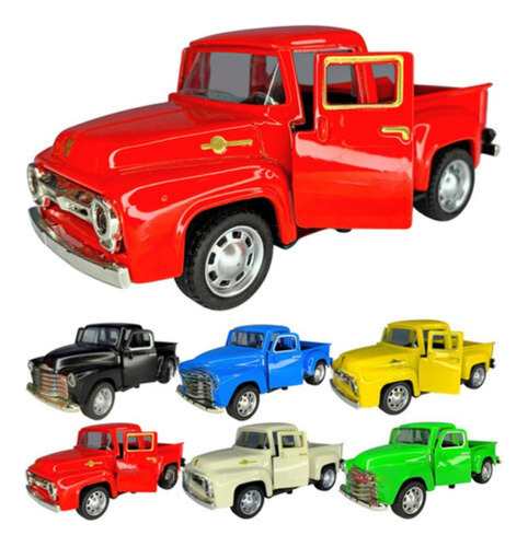 1 carrito de metal en miniatura para Ford F100 1956 que abre una puerta antigua de color rojo