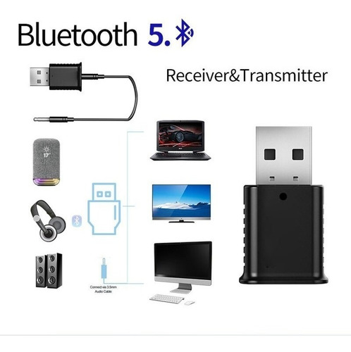 Receptor Emisor Bluetooth 2 En 1 Azul 5 0 Adaptador Multifun