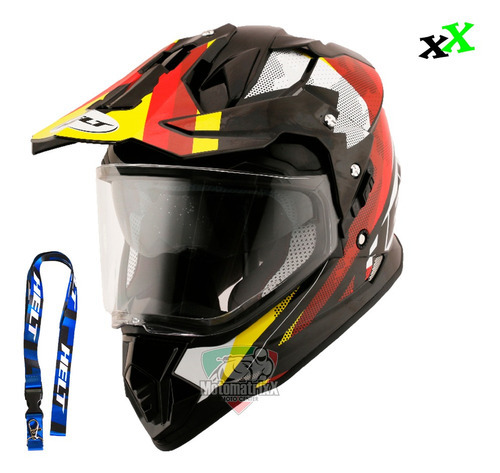 Capacete Para Trilha Com Viseira Cross Vision Off Road Helt Cor Branco-vermelho Tamanho 58