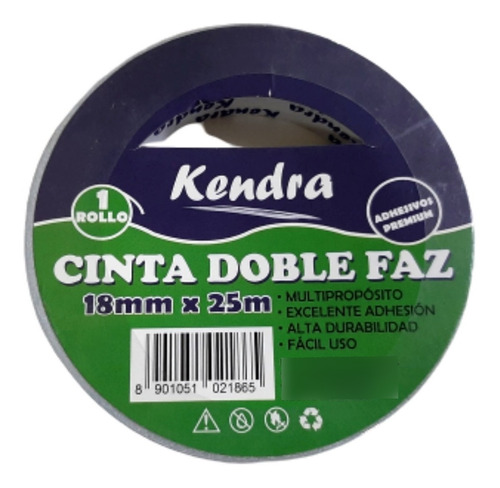 Cinta Doble Faz Kendra 18mm X 25 M Por Unidad 