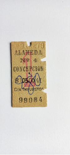 Boleto De Cartón Antiguo Alameda-concepción Año 1979