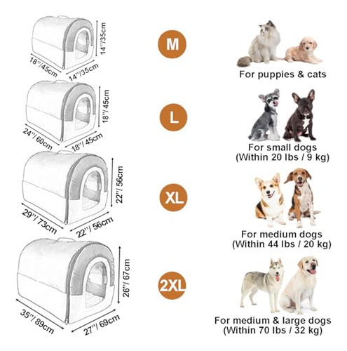 Cama Para Perros Cubierta Lavable 2 En 1 Tamaño L