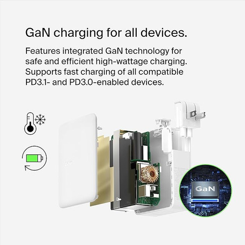 Belkin Cargador De Pared Gan 140w 4 Puertos: Carga Rápida Usb-c Para Macbook, iPhone 15, iPad Pro Y Samsung