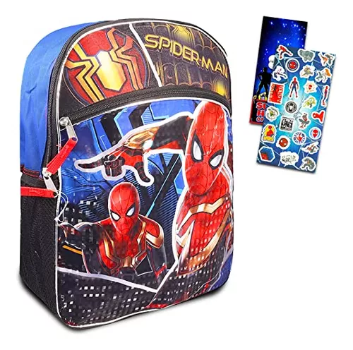 Marvel Spiderman - Mochila para niños pequeños, paquete con mochila de  Spiderman de 16 pulgadas más calcomanías de Spiderverse y más (juego de