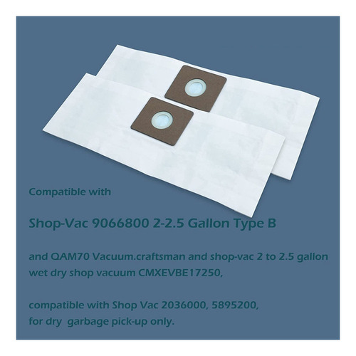 Paquete De 12 Bolsas De Vacío Para Shop-vac 9066800 De 2-2.5