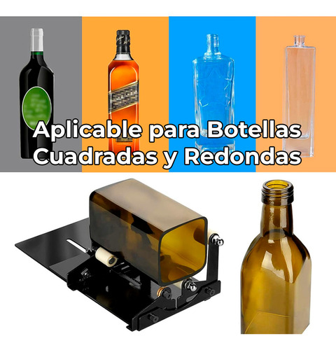 Cortadora De Botellas De Vidrio Precisa, Segura Y Fácil De Usar | Para Botellas Cuadradas Y Redondas | Ideal Para Proyectos De Decoración, Vasos, Portavelas, Jarrones, Floreros Y Más
