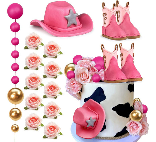 Toppers Para Pastel Cake Toppers Cumpleaños Letreros Pastel Color Rosa