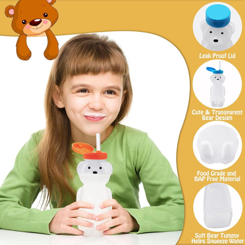 2 Biberones Bear, Vaso For Jugo, Con Pajita Y Accesorios,