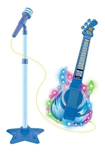 Microfone Com Guitarra Infantil C/ Som E Luz - Rock Show Top