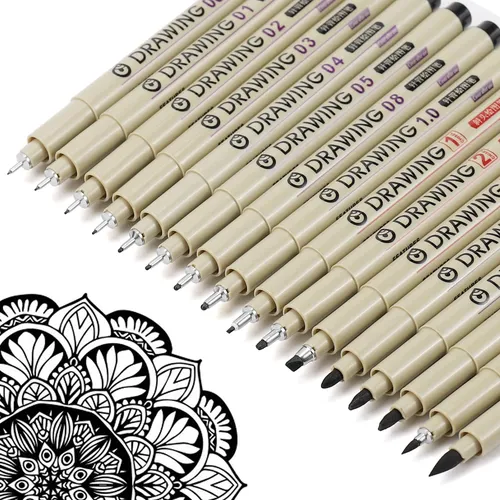 Juego De 16 Fineliners Para Dibujo En Tinta Negra Precisa