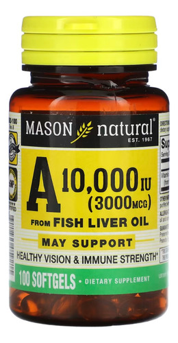 Vitamina A 3,000 Mcg (10,000 Iu) / 100 Caps / Mason Natural