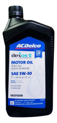 Aceite 5w30 Full Sintetico Dexos 2 Acdelco 1 Litro