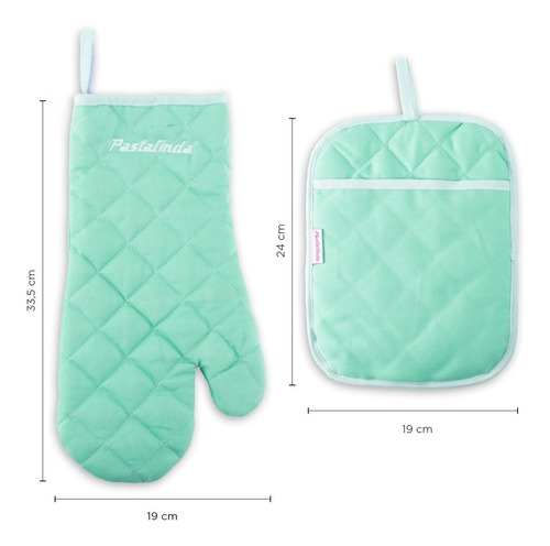 Imagen 3 de 3 de Pastalinda Set Manopla Y Agarradera Verde Pastel