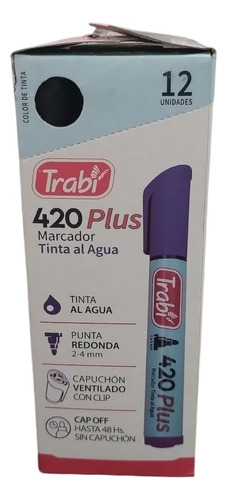 Marcador Permanente Al Agua Trabi 420plus Negro X 12unidades