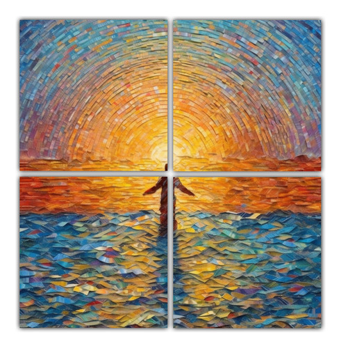 60x60cm Cuadros Jesús Luz En La Orilla Bastidor Madera