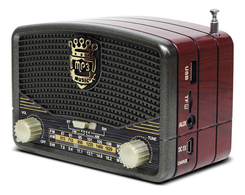 Radio Portátil Bluetooth Vintage Retro Recargable Usb Aux