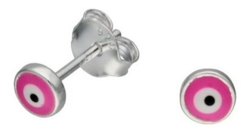 Aros Ojo Turco Pequeños Rosa Protección Plata Ley 925 +caja 