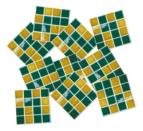 Calcomanías Autoadhesivas De Mosaico Amarillo Y Verde Para P